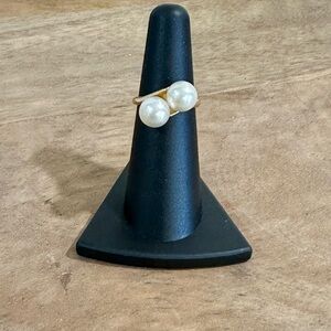 14k Vintage Gold Pearl Double-Cluster Ring